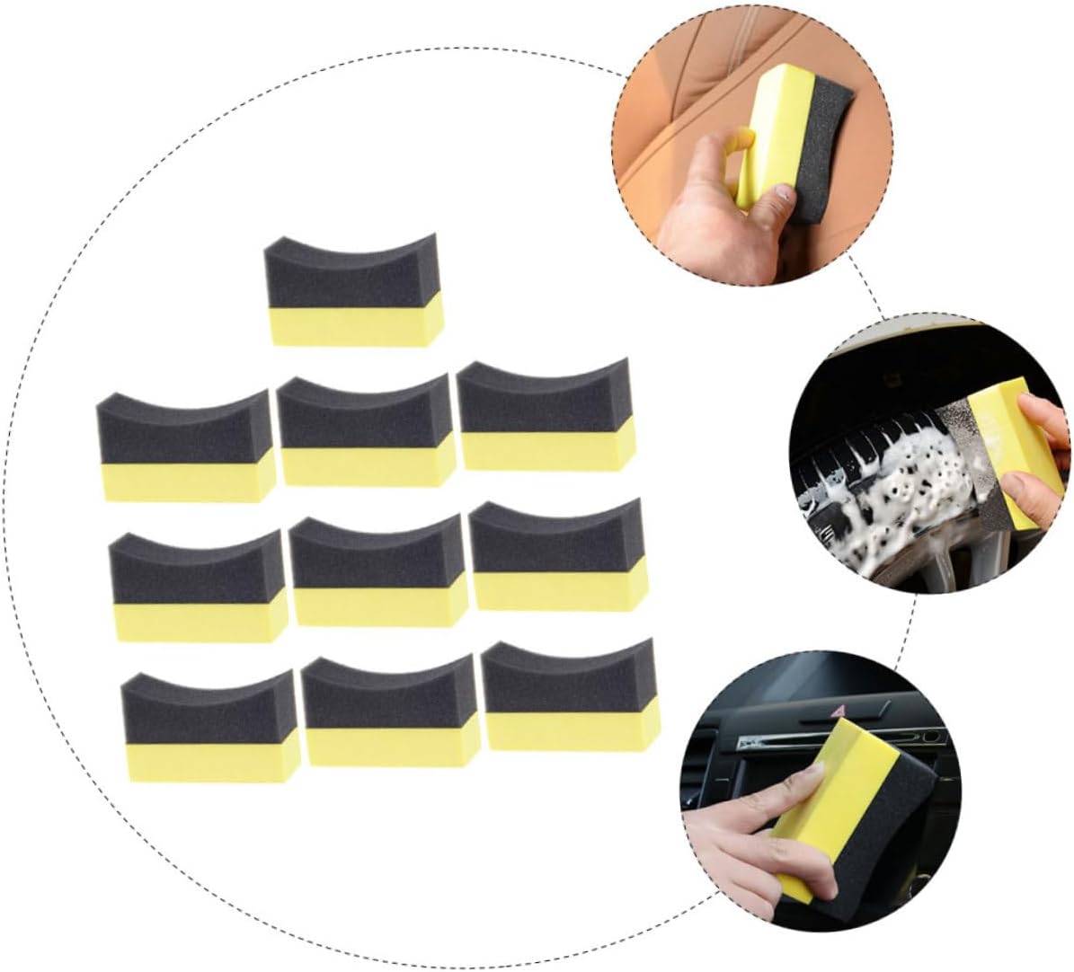 40pcs Car Cleaning Sponge Tire Dressing Pads Reusable Wax Applicators for Car Wash Soft Non-Scratch Sponges for Windshield Dashboard Cleaning