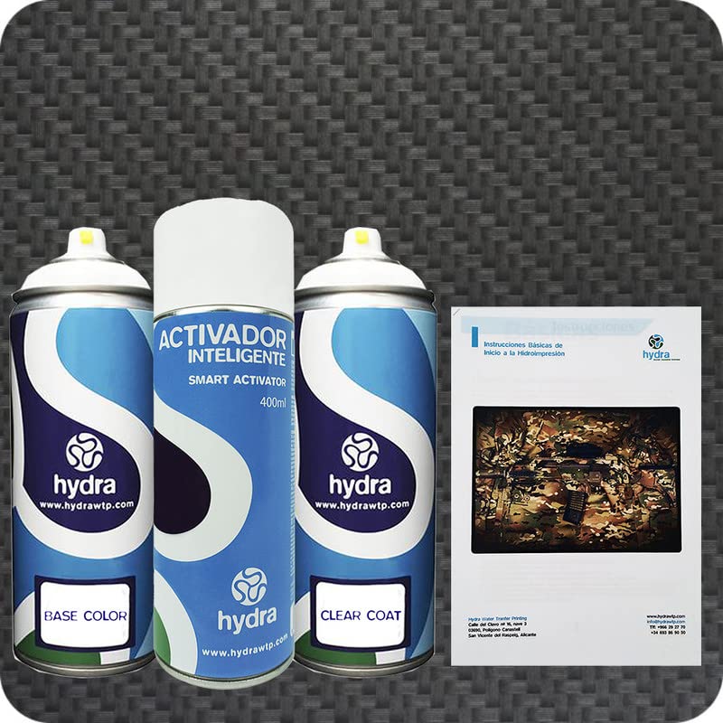 STARTER Zestaw hydroprint: 1 x aktywator 400 ml + 1 x odpowiedni lakier i kolor tła 400 ml + 1 x instrukcja + 1 x folia hydrodrukarska z włókna węglowego SILVER, szerokość: 100 cm, długość: 400 cm