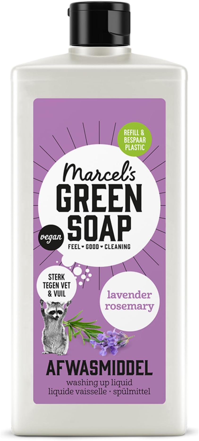 Washing Up Liquid Lavender & Rosemary - Dishwashing Liquid - Hand dishwash - Vegan - 100% recycled plastic bottle - 500 ml