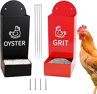 Lot de 2 distributeurs de grains de poulet et de coquilles d'huîtres - Accessoires de santé en PET - Accessoires de coop - Eau extérieure - Bol à collation pour Hens Bird Duck Cage