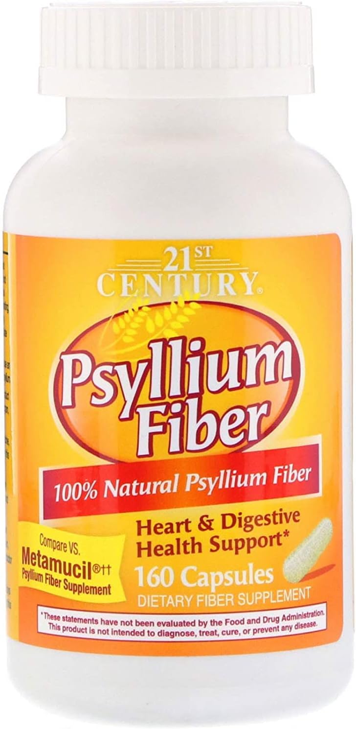 Psyllium Fiber, Heart & Digestive Health Support, 160 Capsules