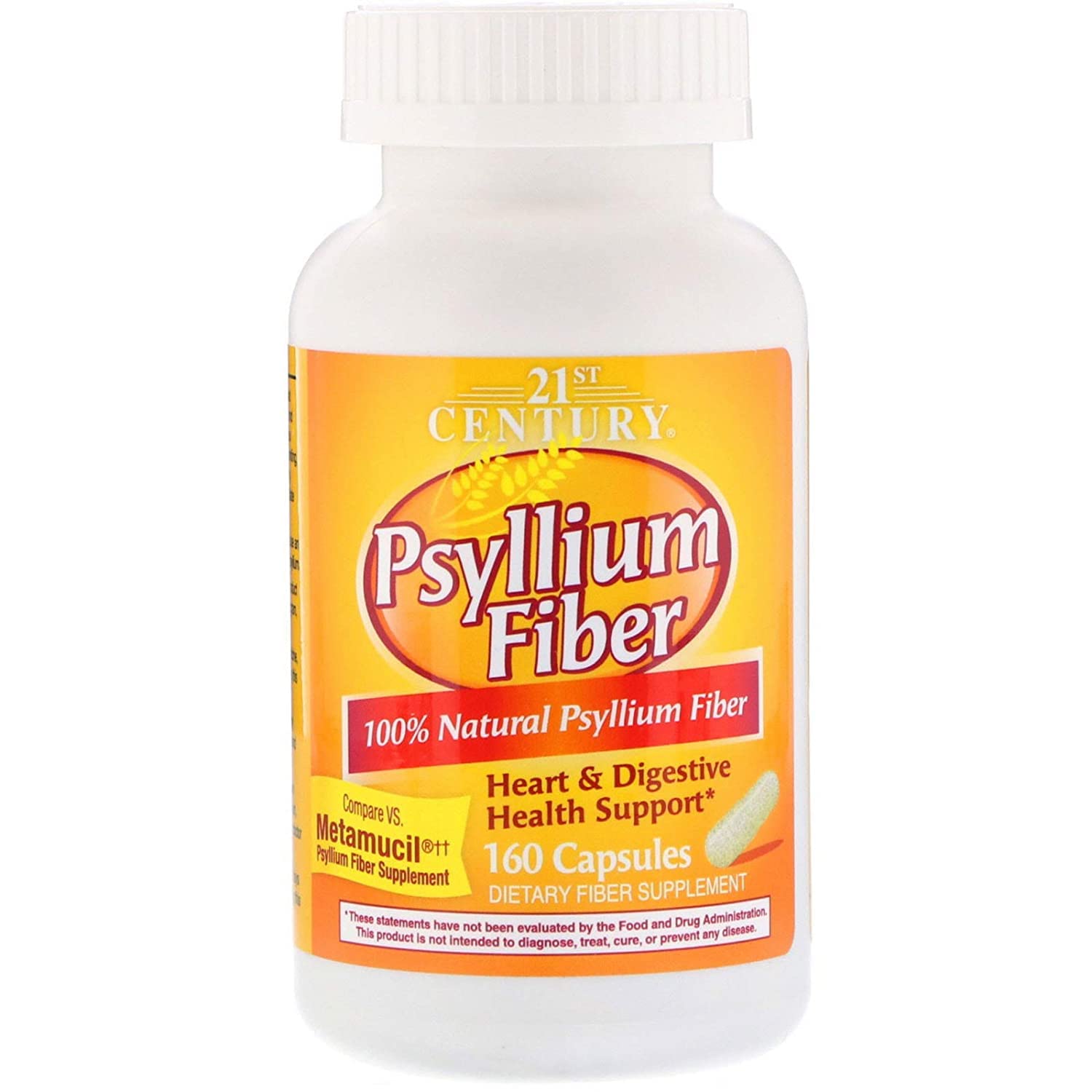 Psyllium Fiber, Heart & Digestive Health Support, 160 Capsules