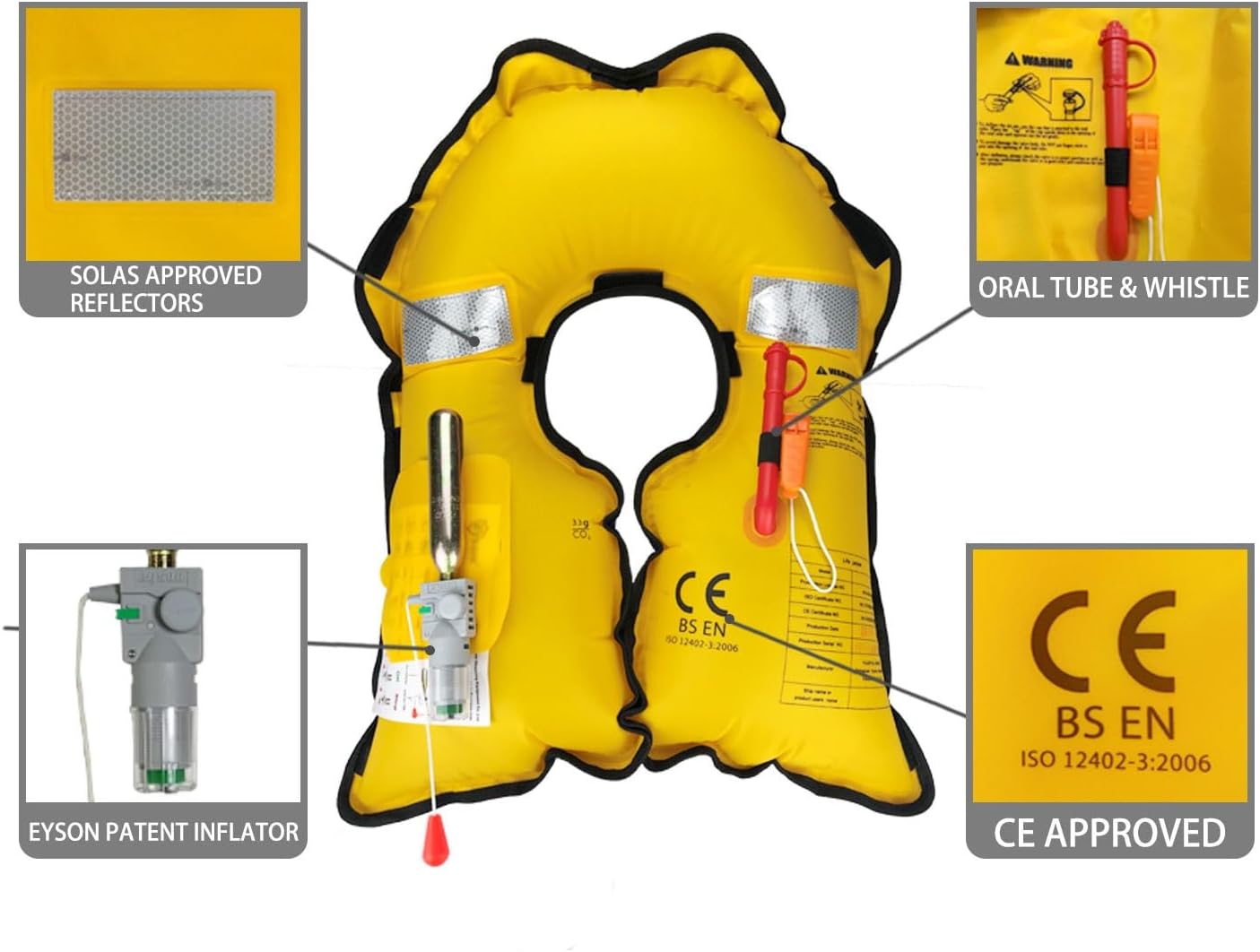 Eyson Inflatable Life Jacket Life Vest Basic Automatic/Manual (Blue Auto)