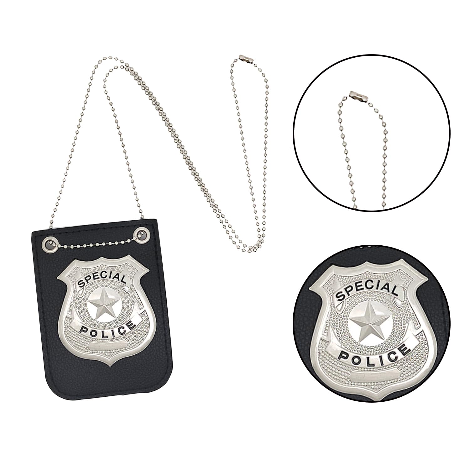 DVOFU 2Pieces Police Badge and Handcuff Cop Set Badge Lanyard on Chain Police Officer Role Play Kit Costume Accessories for Cop Swat Halloween Party - Image 2