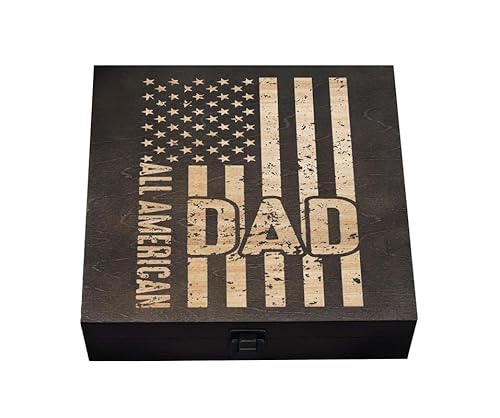 All AMERICAN DAD with an American flag - All American Dad: Patriotic Engraved Wooden Keepsake, U.S. Flag Design, Custom Laser Tribute for Fathers, Perfect Gift to Celebrate Patriotic Pride