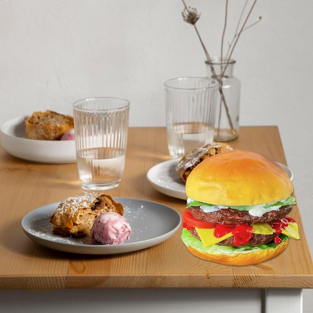 Modelo Falso Realista De Simulación De Hamburguesas para Escaparate De Restaurantes, Accesorios De Comida Falsa, Modelo De Pan para Fotografía