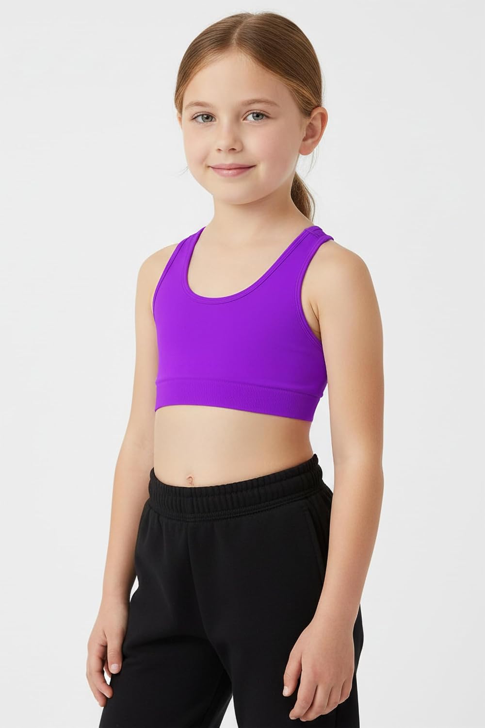 Kurve Girl’s Seamless Strappy Back Stretchy Crop Undershirt Bra, Made in USA - Image 4