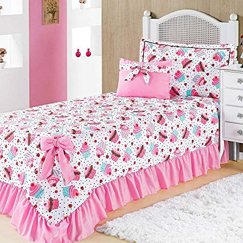 Colcha Solteiro Infantil Para Meninas Laila Cupcake Pink