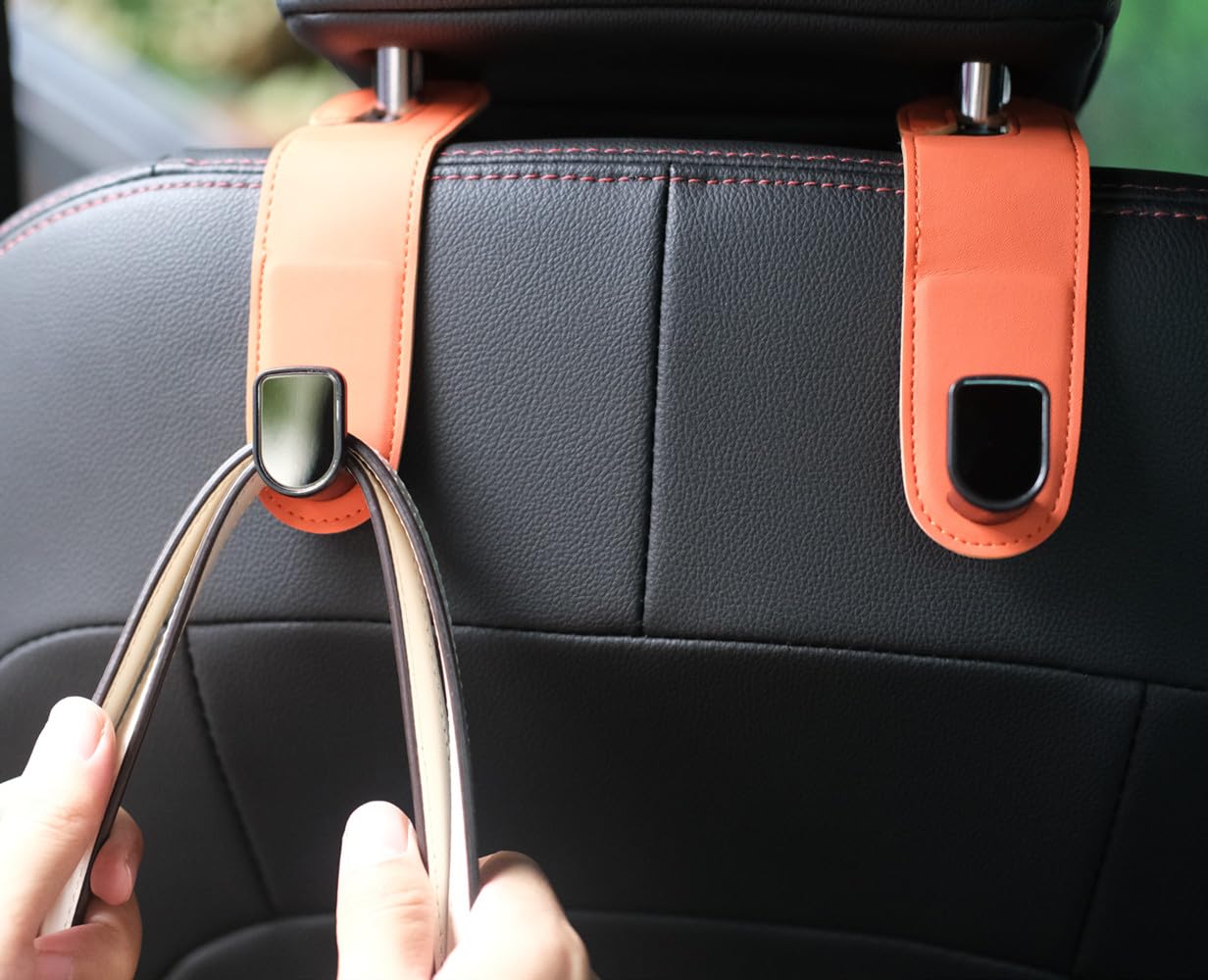 Ganci Per Auto Qirc - 2 Pezzi In Ecopelle, Organizer Per Borse E Shopping, Universali Per Poggiatesta - Foto 8