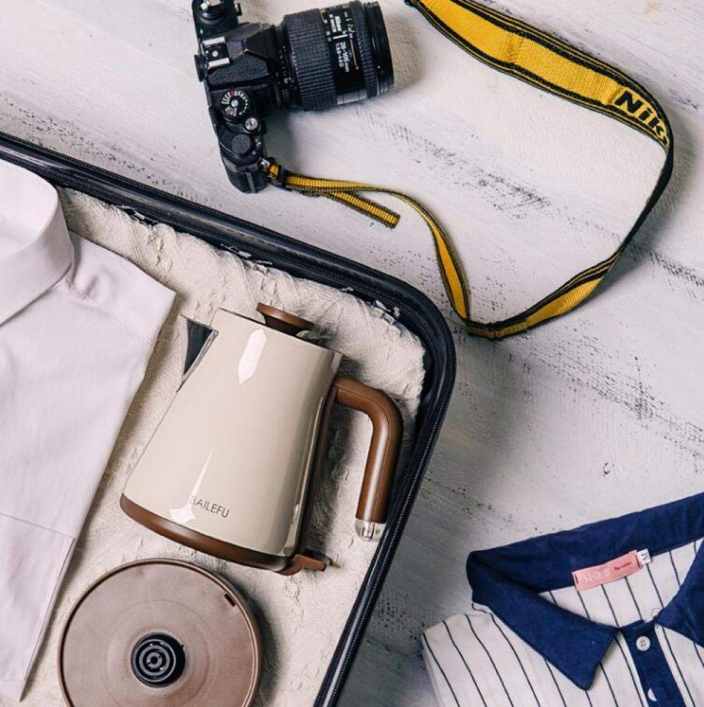 Hervidor eléctrico de viaje Tetera portátil Mini Hervidor de viaje pequeño para el hogar 1200W 0.6L,Blanco,A Present