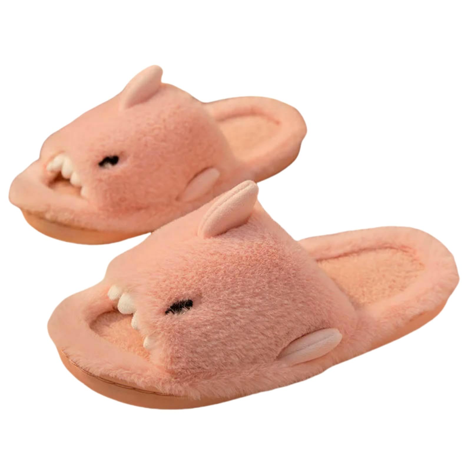 Pantofole di Cotone Suola Morbida Femminile Home Slides Uomini Scarpe per La Casa Cartone Animato Squalo Le Donne in Peluche-rosa-38-39 (23,5-24 Cm)