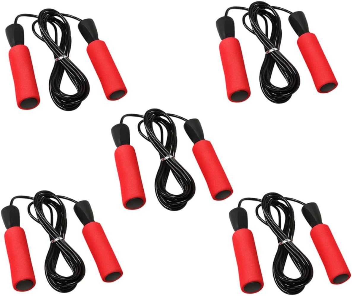 5pcs Jump Rope with Ergonomic Sponge Handles Smooth Ball Bearing System for Gym Workout Exercise Skipping Sports Training for Students and Adults