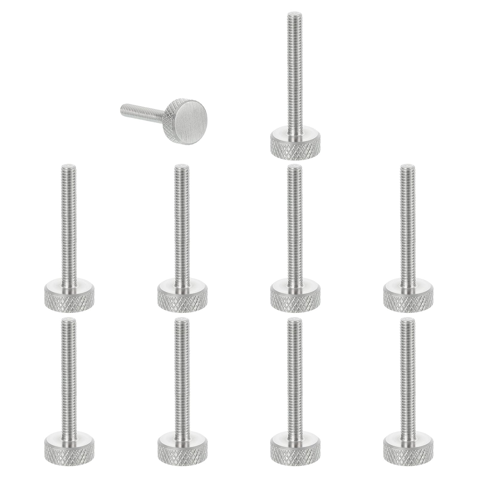 sourcing map M4x30mm Knurled Thumb Screws, 304 Stainless Steel Flat Head Thumb Screws Metric Diamond Knurled Head Bolts Grip Knobs Hand Tighten Thread Fasteners, 12mm Dia. 12 Pcs
