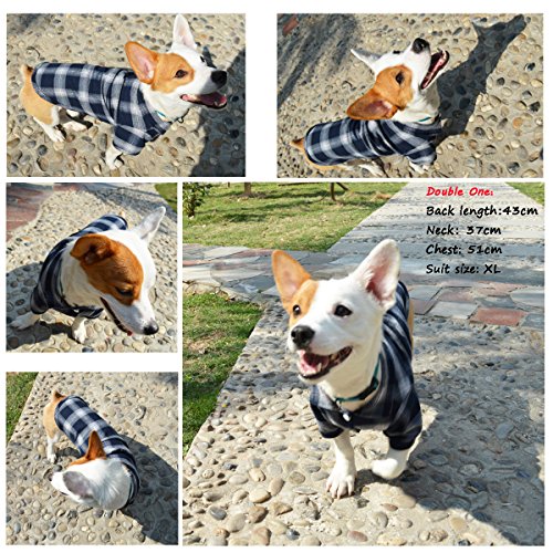 Koneseve Dog Shirt, Pet Plaid Clothes Shirt T-Shirt Sweater Matching Breathable For Small Medium Large Dog Cat Puppy Adorable Casual Cozy Halloween Thanksgiving Christmas Costumes (Blue; 4Xl) #TOP6