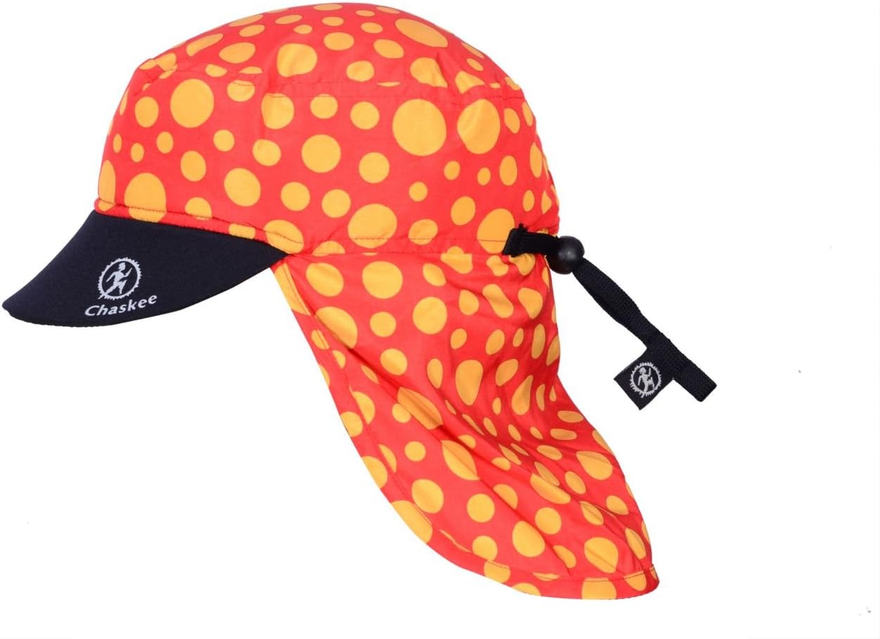 ChaskeeJunior Sahara Dots Children's Cap with Neck Protection, red-yellow