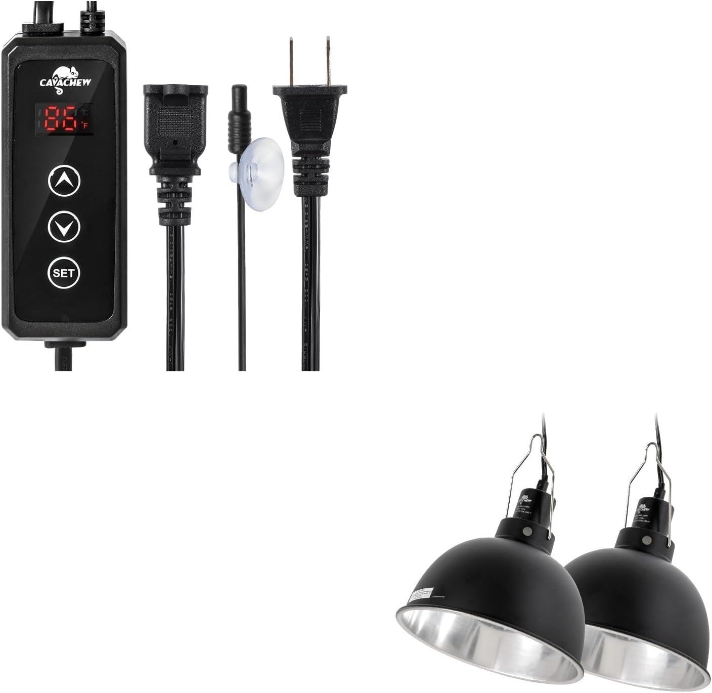 Reptile Dimming Thermostat with 2 pack 8.5in Dome Lamp Fixture