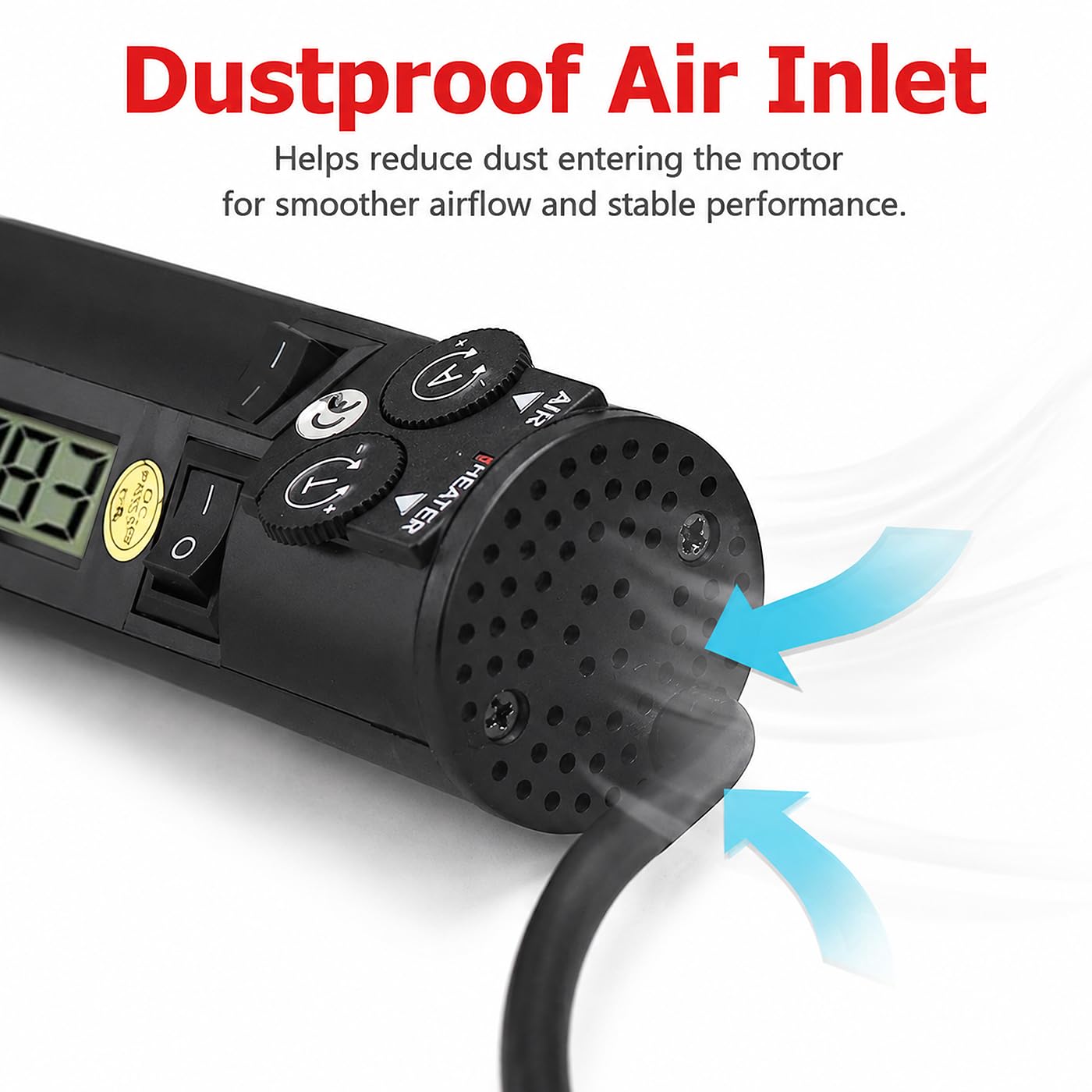 Pistola de Aire Caliente Portátil 450W, Temperatura + Flujo de Aire Ajustable Con Pantalla Digital de Soldadura Desoldadora Soplador de Aire Caliente, para Soldadura Heat Ic Smd Bga, Tubo Retráctil