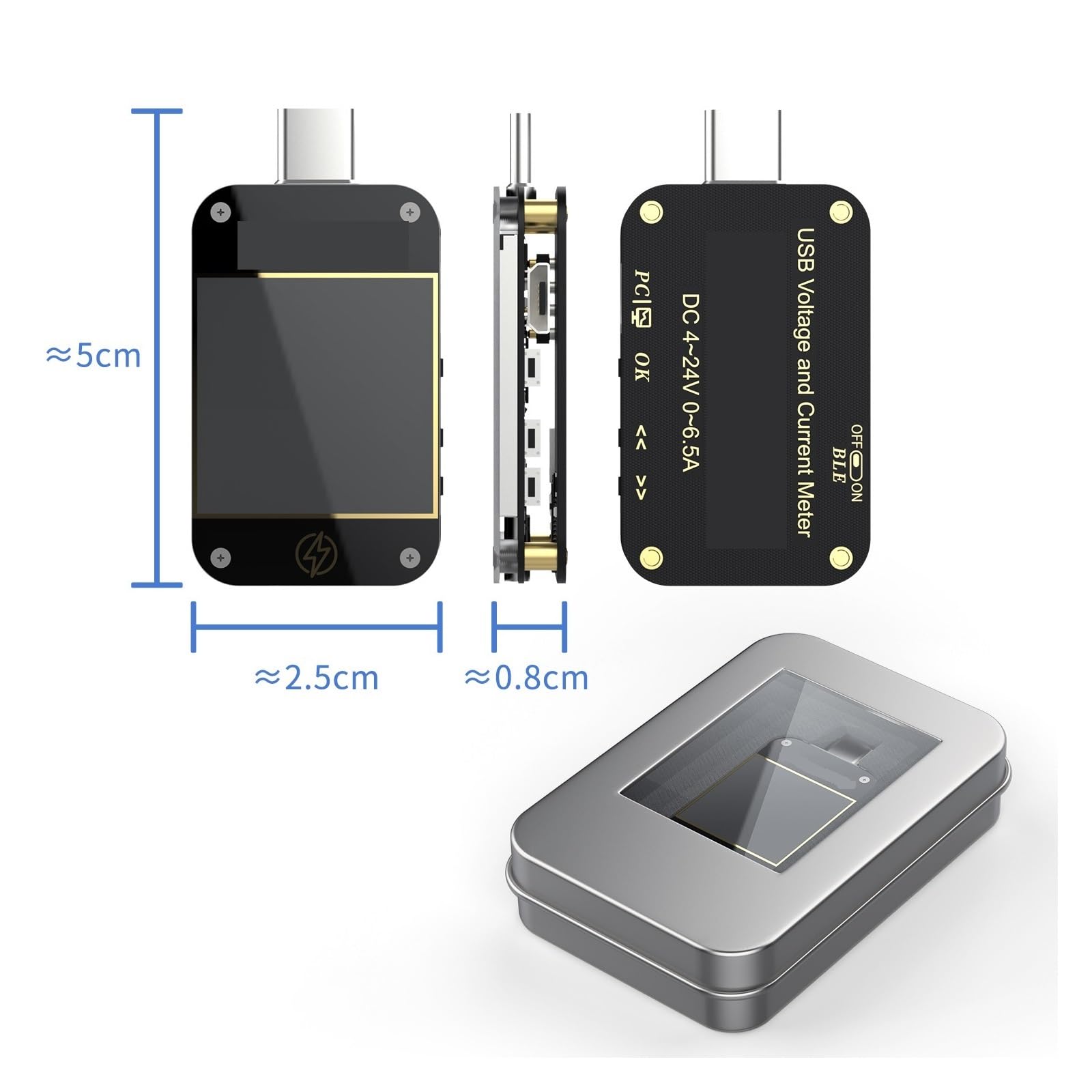 Tester USB Tester PD Typu C USB C Amperomierz Woltomierz Test Protokołu Szybkiego Ładowania Miernik Napięcia Typu C Z Oprogramowaniem Komputerowym(Tester)