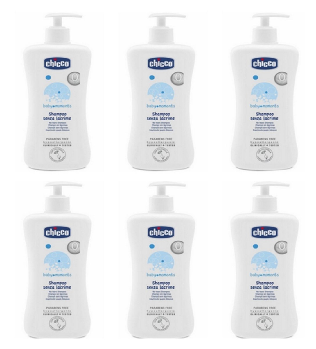 6X Chicco Baby Moments Shampoo Hypoallergenic 500ml No Tears!