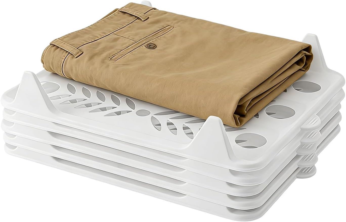 Stackable Shirt Organizer - Interlocking Clothes Storage System, 5 Piece Wardrobe Divider with Space Saving Design, Garment Separator Board, Closet Layout with Modular Style, Apparel Organizer