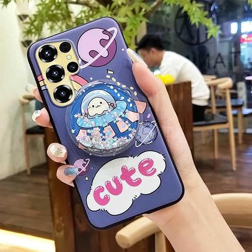 Phone Case Compatible with Oukitel C68, Skin feel silicone Dirt-resistant Anti-knock Quicksand Glitter Kickstand Cartoon TPU Dur