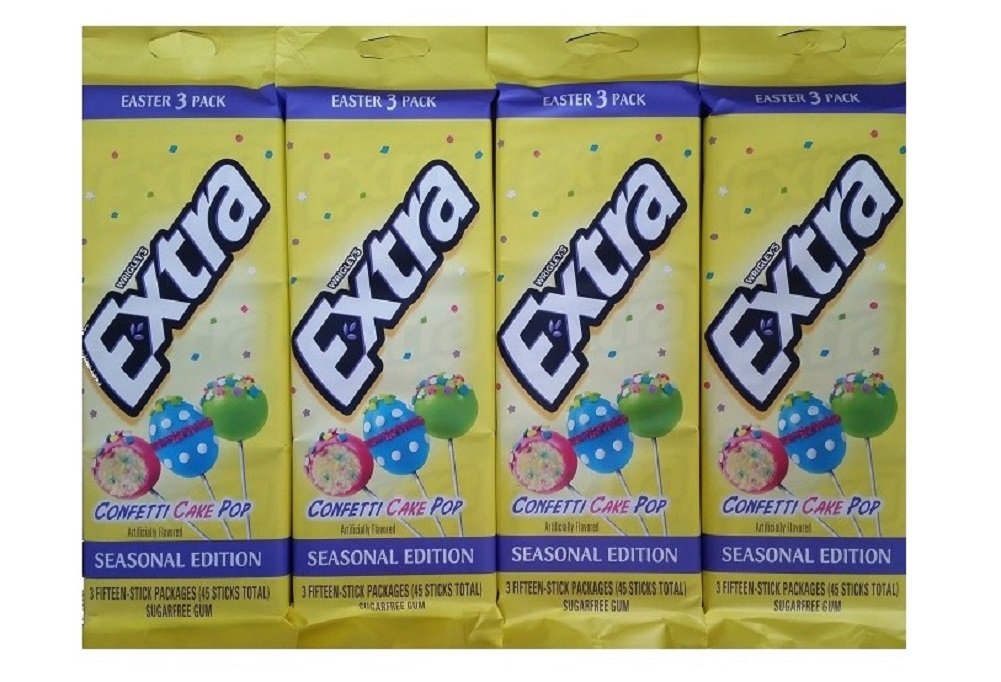 Wrigley's Extra Confetti Cake Pop Sugar Free Gum 4 - 3 Packs