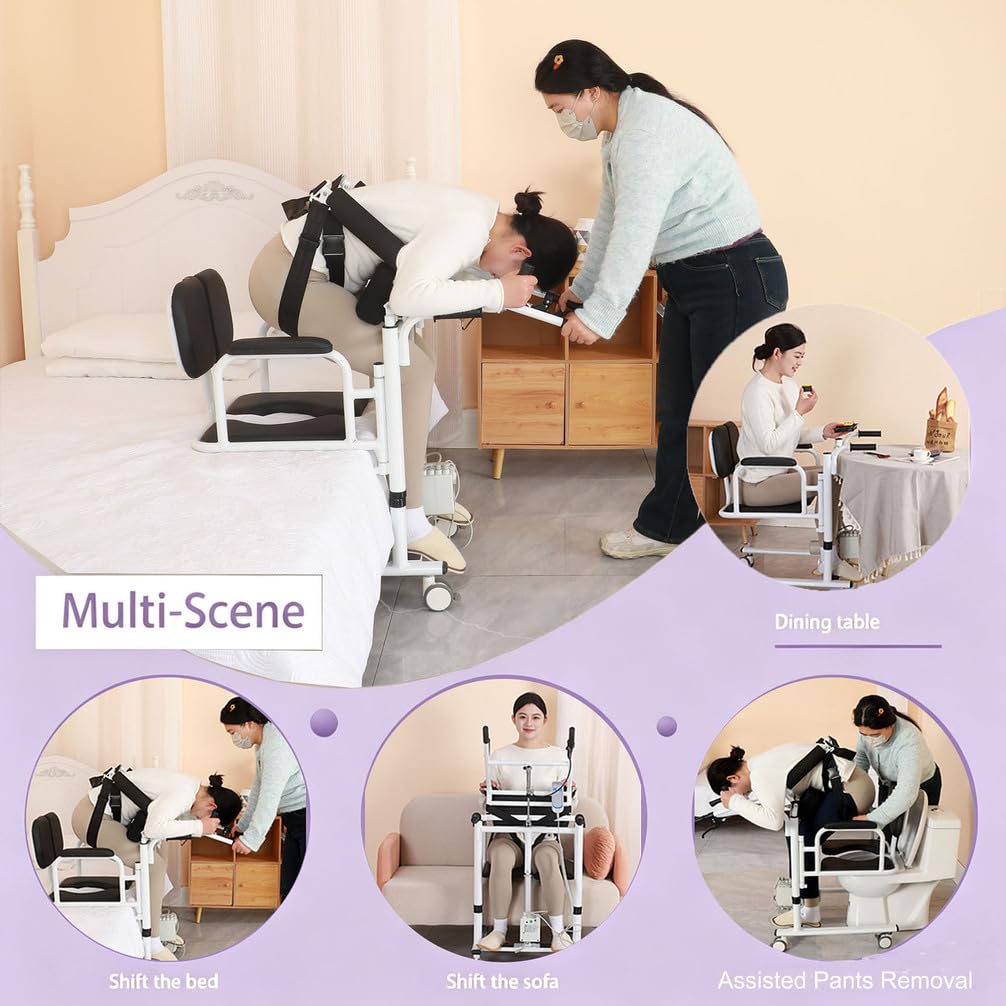 Silla De Transferencia Eléctrica para Personas Mayores con Regulación De Altura, Cuyo Asiento Se Abre 180° para Facilitar Las Transferencias Entre La Cama, El Sofá Y El Inodoro. Carga Máxima: 200 Kg