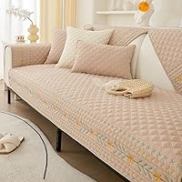 Vista 8 de vctops Funda acolchada de algodón para sofá, funda de sofá modular con bordado floral de granja, antideslizante, lavable, protector de muebles