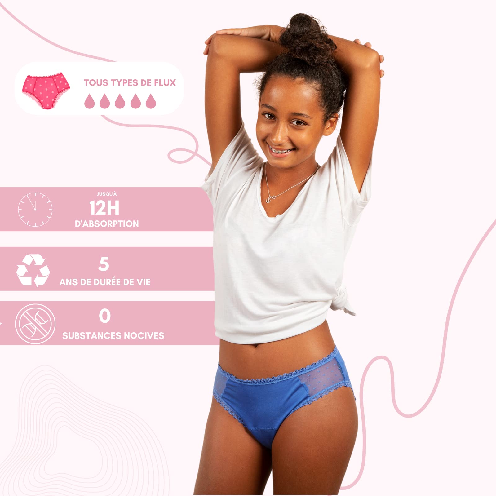 Braga Menstrual para Adolescentes Victoire Edición Limitada - Serenidad, Comodidad y Libertad - Tallas XS a S - 10 a 14 Años