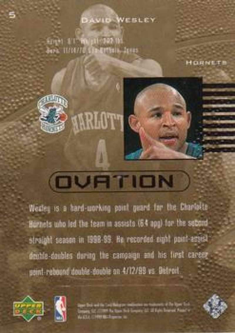 Amazon.com: 1999-00 Upper Deck Ovation Basketball #5 David Wesley