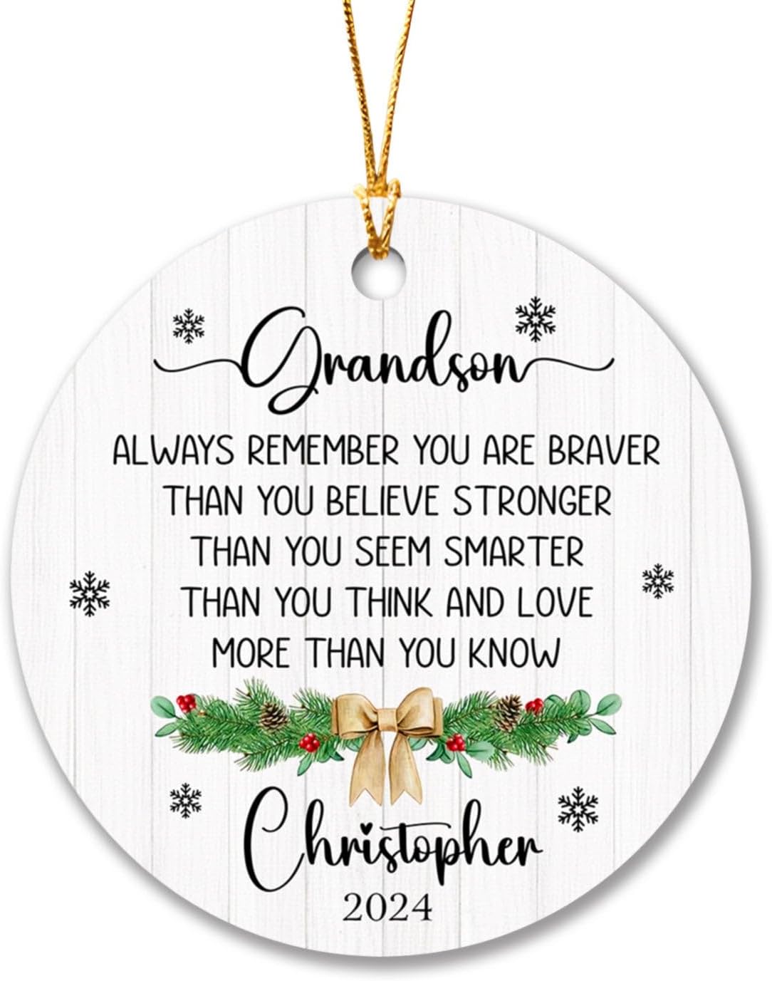 Personalized grandson christmas ornament