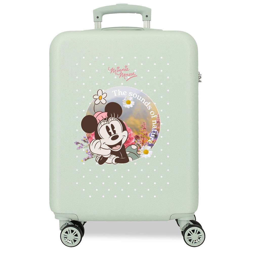 Joumma Disney Minnie Wild Nature Walizka kabiny Zielony 38x55x20 cms Sztywne ABS Zamknięcie kombinowane boczne 34L 2 kg 4 Koła Bagaż Ręczny, Zielony, Walizka kabinowa