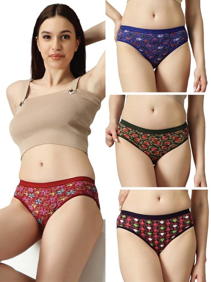 Lux Amore Women’s Brasso Modern Hipster Panties (Pack of 4) (Amore_204_PK4_100 Lux Amore Women’s Brasso Modern Hipster Panties (Pack of 4) (Amore_204_PK4_100