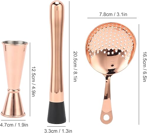 Miniatura 3 de Juego de coctelera de 11 piezas, kit de licitación de acero inoxidable, kit de licitación para fiestas en casa y artículos (rosa ld)