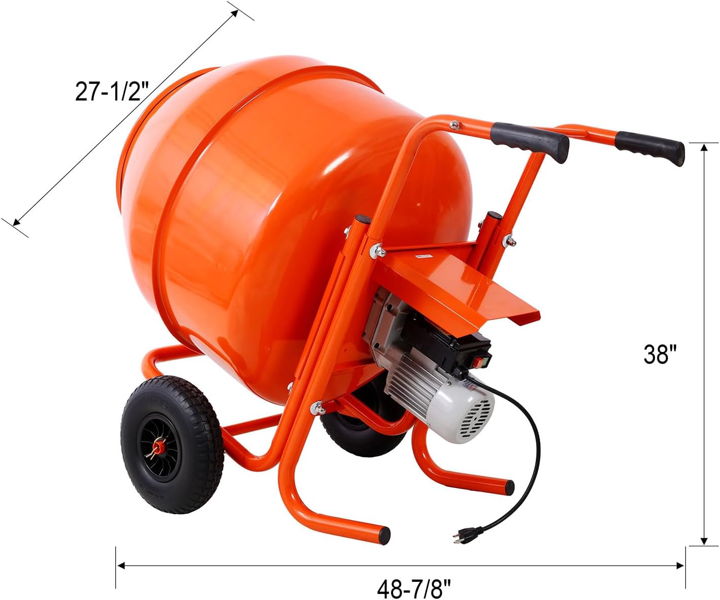 8 Cu. Ft. Concrete Mixer, Electric Cement Mixer, Portable Concrete Mixer Machine, Wheel Barrow Cement Mixing Tools for Stucco