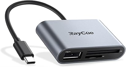 RayCue USB C SD Card Reader Adapter, Type C Micro SD TF Card Reader Adapter, 3 in-1 USB C to USB Camera Memory Card Reader Adapter for New Pad Pro MacBook Pro/Air, and More UBC C Devices