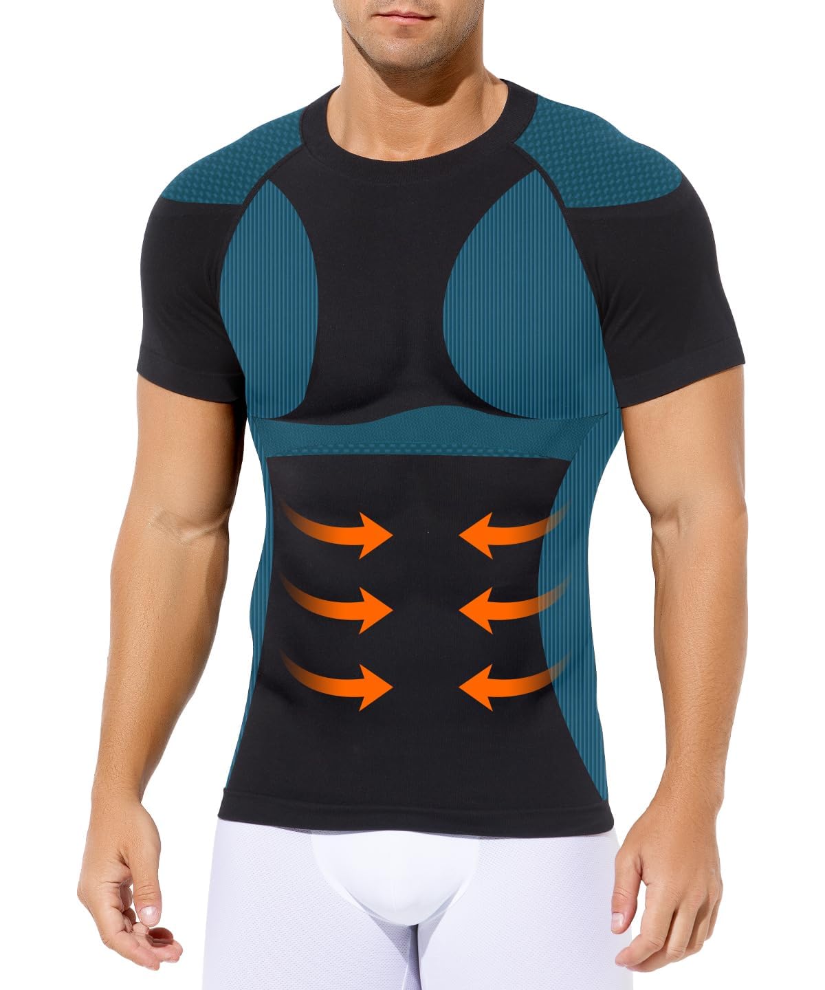 Casey Kevin Homme Compression T-Shirt, Shapewear Contrôle du Ventre Sport Top, Maillot de Corps Compression pour Perdre du Poids Ventre Plat Homme