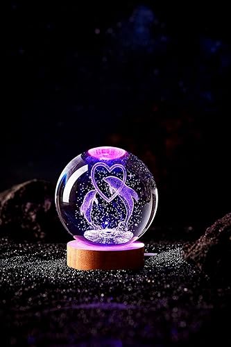 Luz nocturna de bola de cristal con base de madera LED de 16 colores, grabado láser 3D, lámpara de noche de bola de cristal holográfica, decoración