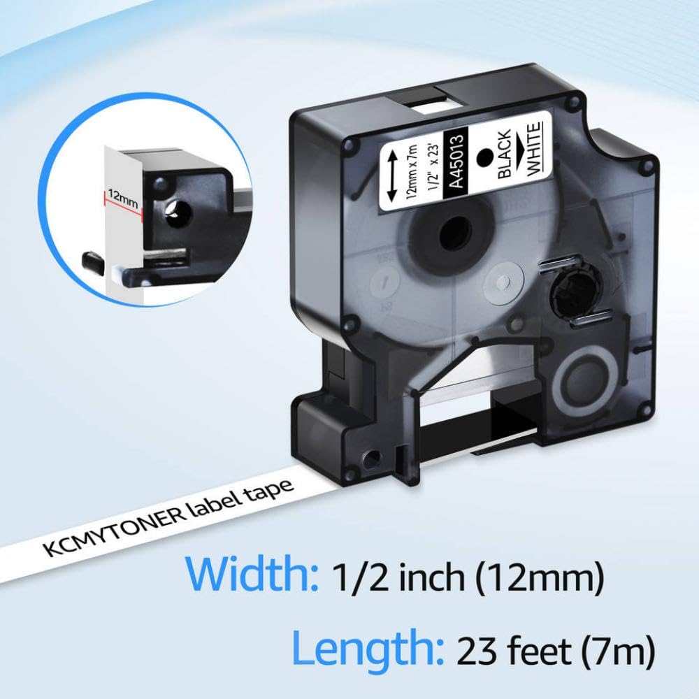 Set nastri per etichette 6mm 9mm 12mm 19mm 24mm compatibile con LabelManager 100 120P include 5 rotoli nero su bianco