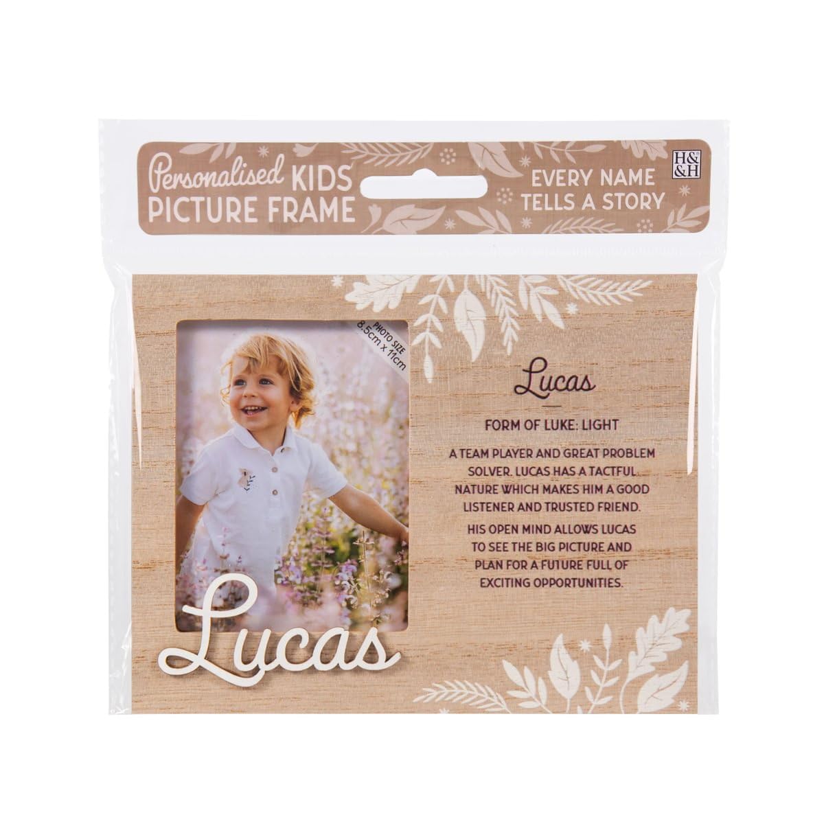 B&Q -  Pre-Personalised Picture Frame With Child's Name And MeaningLucasFor 8.5 X 11Cm PhotoOver 90 Titles Available