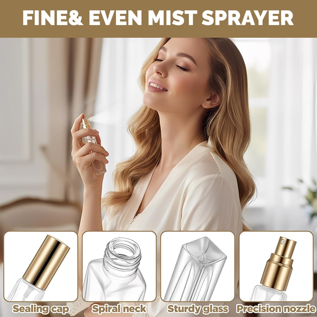4 szt. Podróżny uchwyt na perfumy, pojemnik na perfumy, wielokrotnego napełniania podróżny pojemnik na perfumy, przenośna mini butelka z rozpylaczem 10 ml