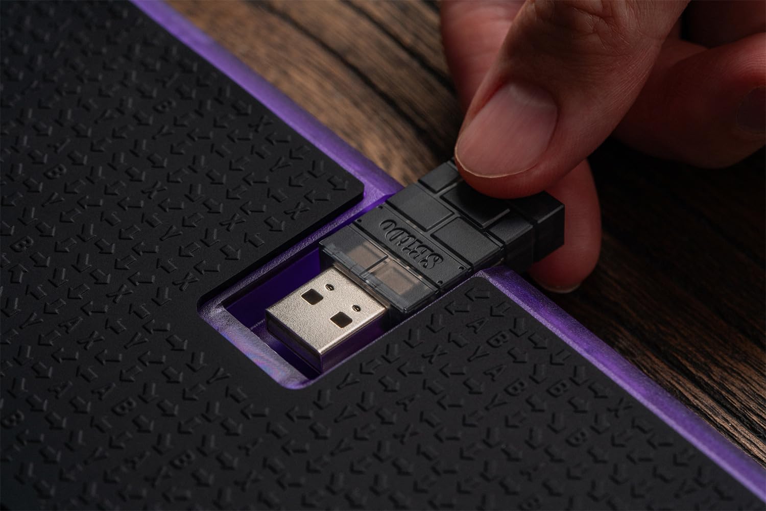 8BitDo All-Button Arcade Controller for Switch & Windows – 3 Connection Modes, Low-profile Linear Switches, 4 Programmable Buttons, Hot-swappable PCB - Transparent Purple Signature Edition
