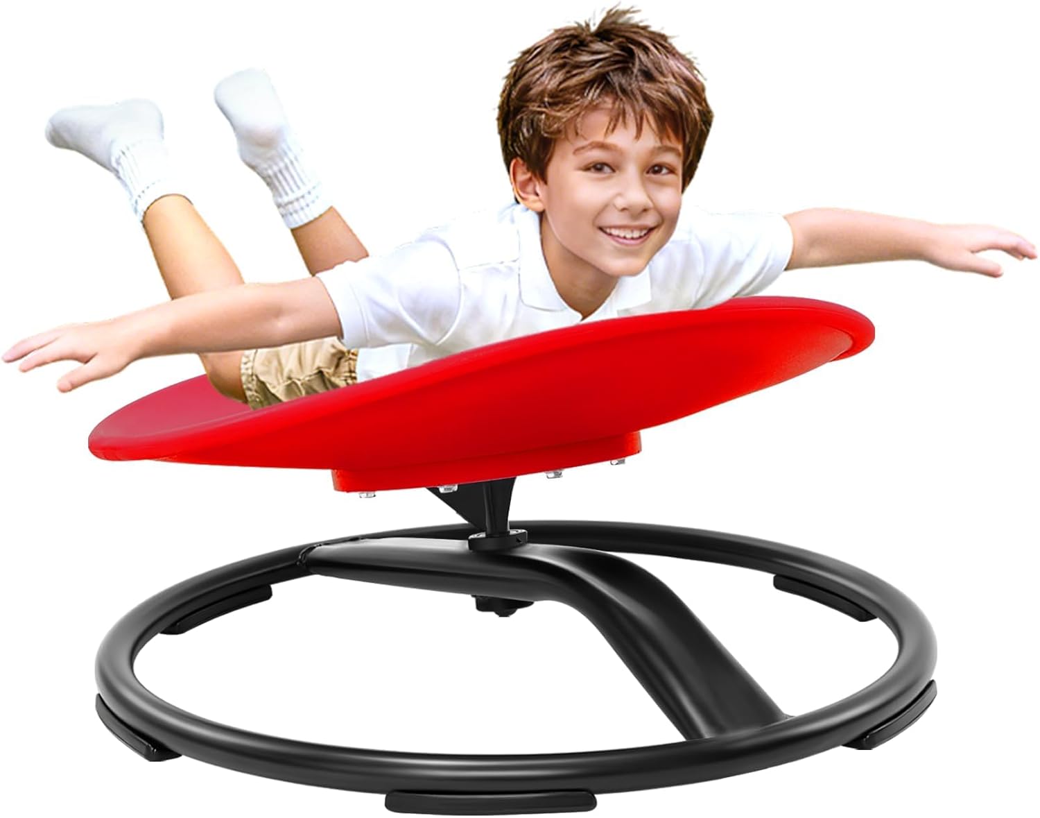 Zhenx Spinning Chair for Autistic Kids (Ages 3-18) - 220LBS Capacity Sensory Swivel Seat - Sensory Toy for Teens with ADHD/Autism - Sit and Spin Calming Gift to Improve Focus & Body Balance (Red)