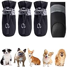 DAGGERS (Pack of 4 Pcs) Dog Boots Paw Protector 1 Pair | Anti-Slip Upgraded Sole Shoes Design for Welsh Corgi,Beagle,French Bulldog (Black Size Feet Long: 6.5 cm, Feet Wide: 5.5 cm)