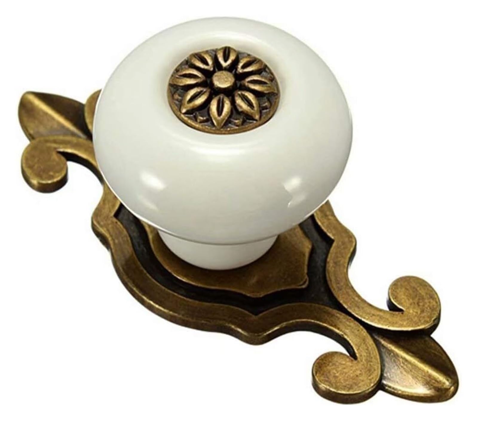 LQZAXSRDR Ceramic Cupboard Drawer Handle Knobs, Ceramic Door Knobs, and Zinc Alloy Cabinet Multicolor(Bronze-White)