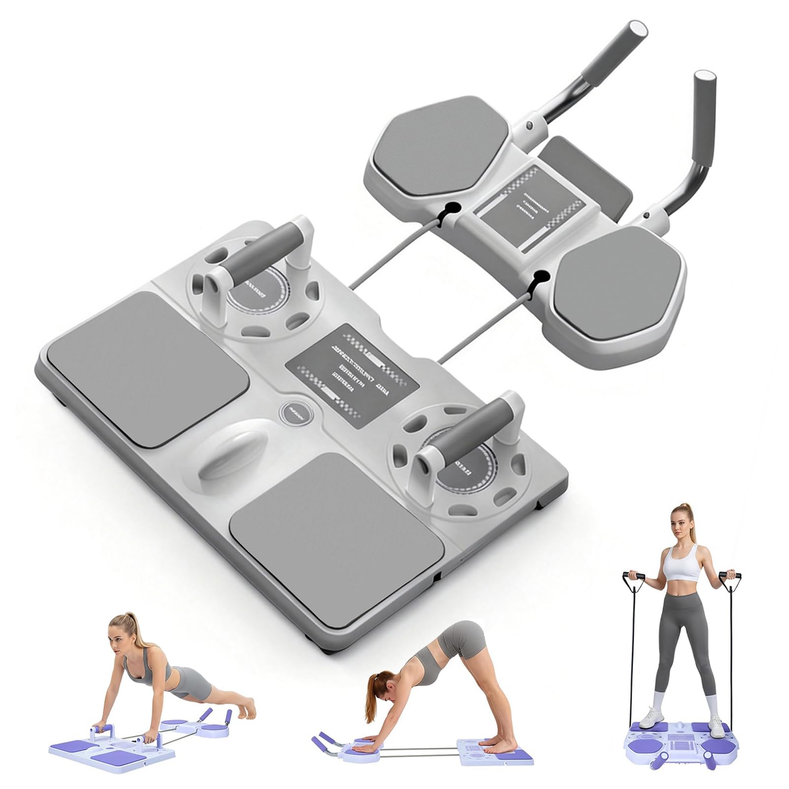 Pilates Reformer Fitnessboard - Fitnessgeräte Für Zuhause, Bauchtrainer Push Up Board Mit Handyhalter Und Automatischem Rückprall, Home Workout Equipment