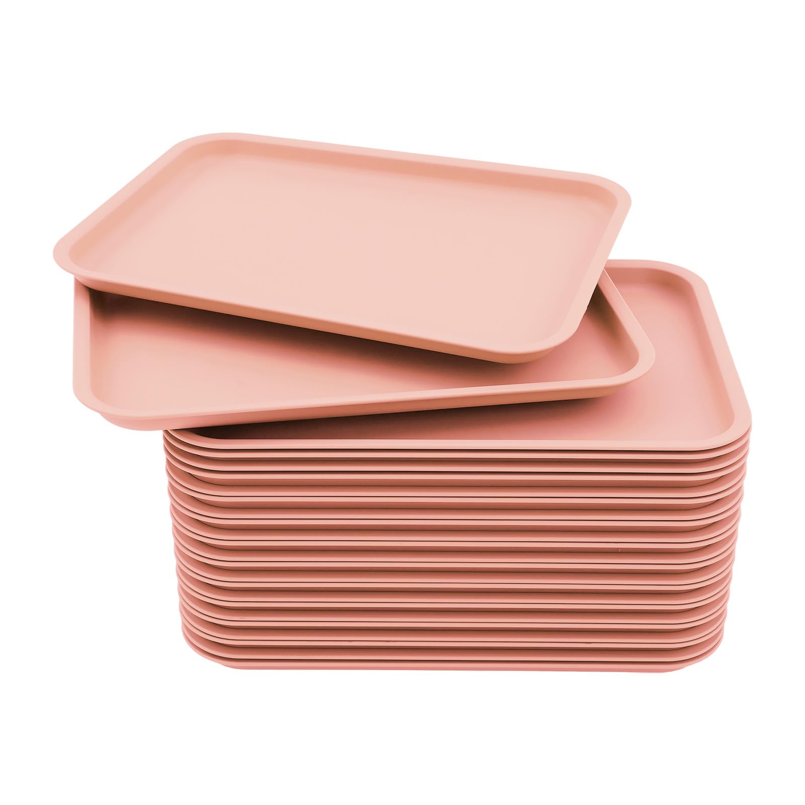 Fast Food Tablets, 24 vassoi da portata in plastica PP, 36 x 27 cm, rettangolari, per cucina, caffè, panetteria, ristorante, rosa