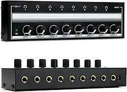 Amplificador de Áudio Estéreo de 8 Canais, Amplificador para Fone de Ouvido 8 Canais, Divisor de Fone de Ouvido Multiportas, Botão de Ajuste Independente para Controlar O Som