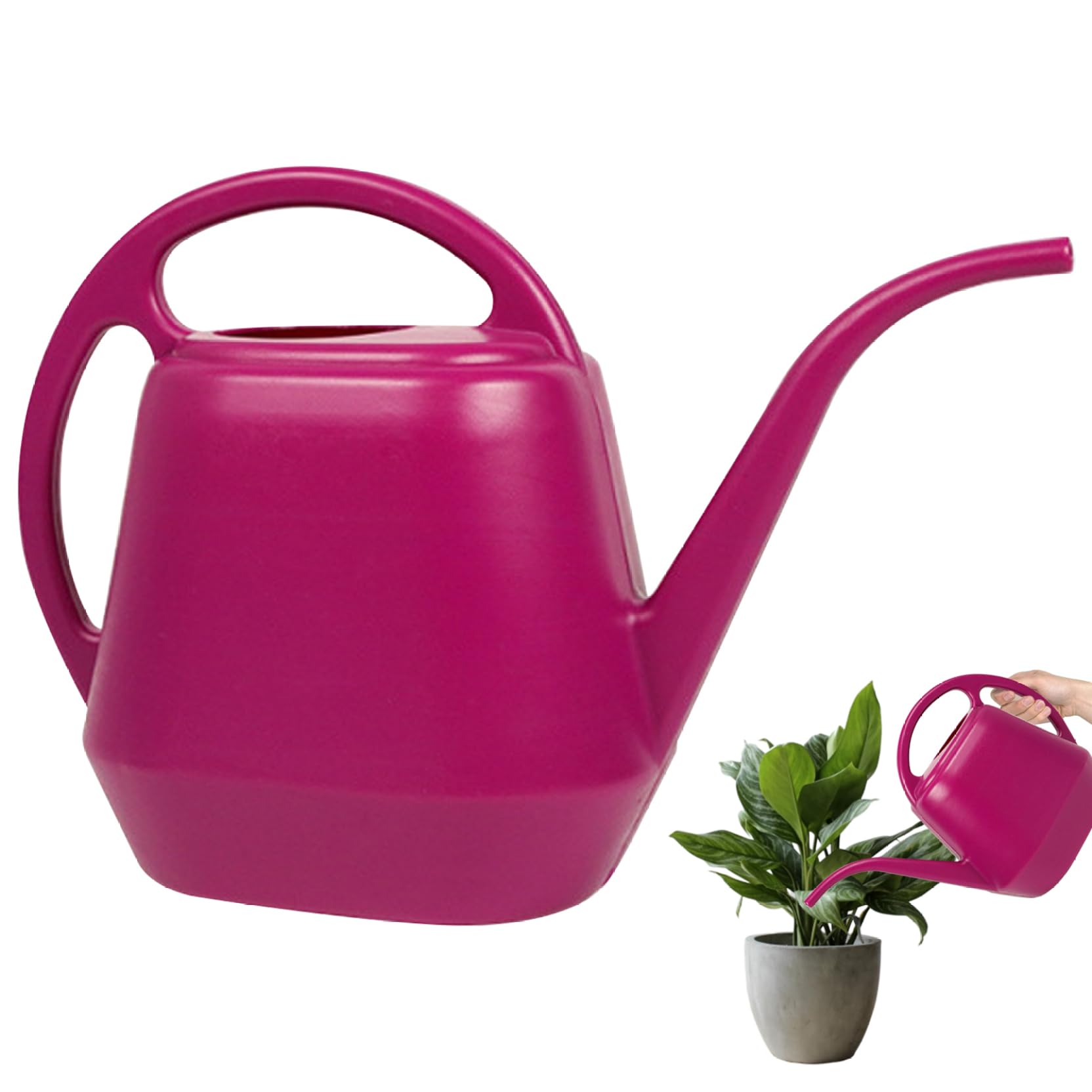 Regadera para regadera de 4 l con Pico Largo regadera para Plantas con Doble asa y Boca Ancha Antideslizante a Prueba de Humedad para Interiores y Exteriores Rosa roja