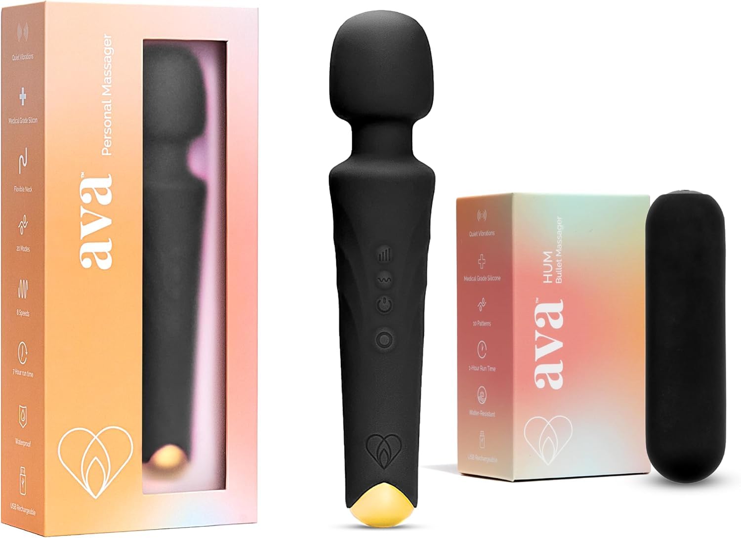 Amazon.com: Ava Vibrator Wand Sex Toys [Clit Stimulator Vibrators] - Black  and Bullet HUM Massager - [Mini Vibrator Sex Toy] | Sex Toys for All |  Clitoris Vibrator | Personal Massager |